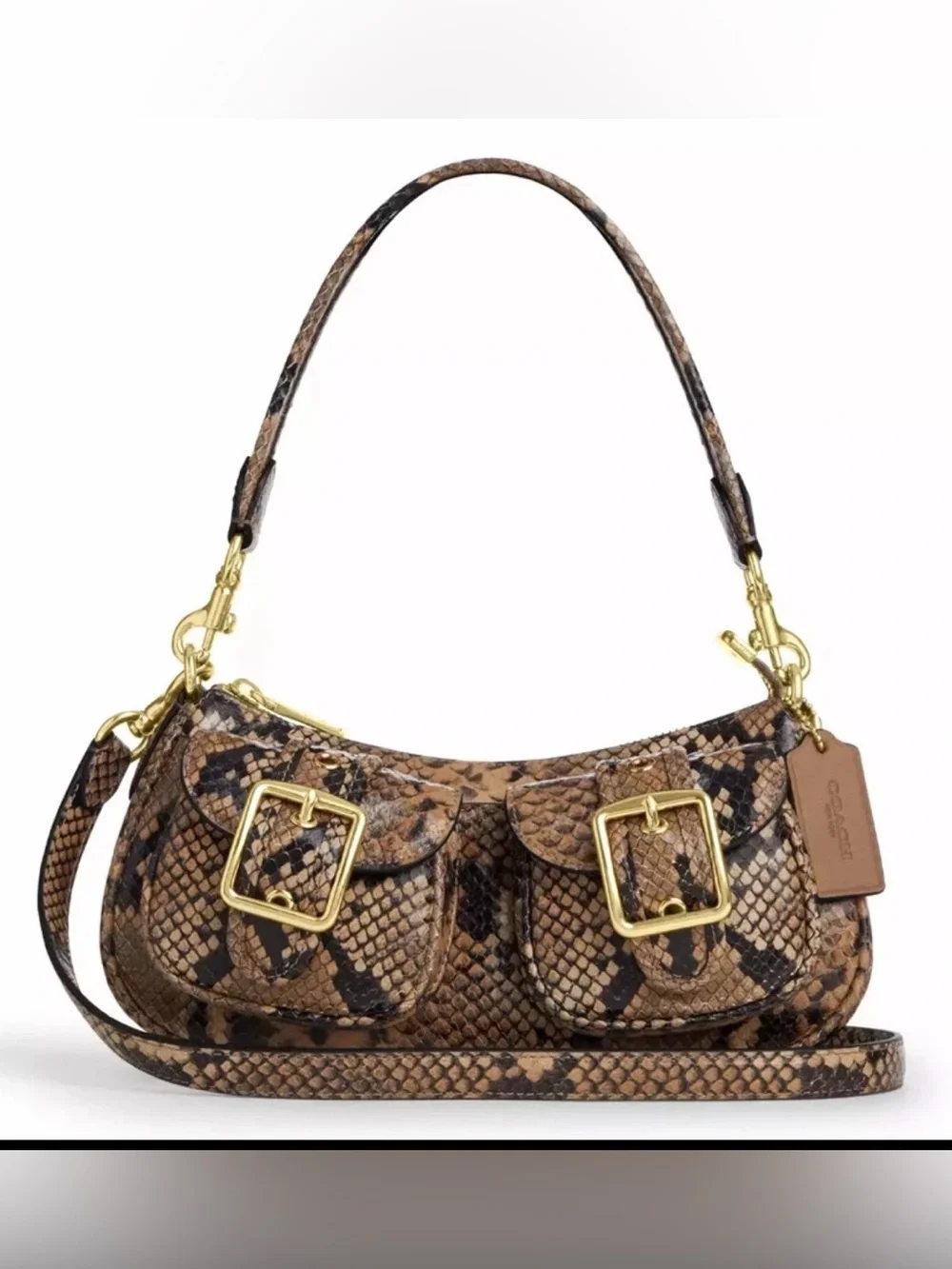 Coach NWOT Ashton Snakeprint Convertible Shoulder Crossbody Bag in Mushroom